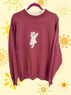 Vintage Top Stitch by Morning Sun embroidered climbing kitty sweater
